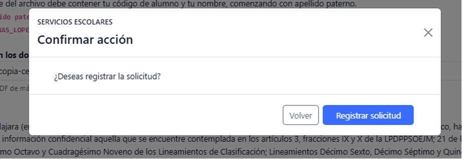 Registro de solicitud de condonación