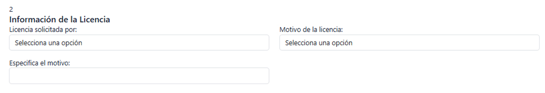 Formulario de información de la licencia