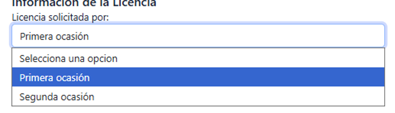 Selección de primera o segunda ocasión