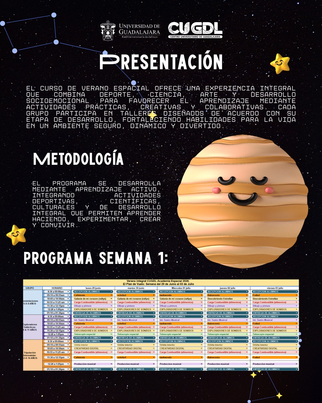 VERANO INTEGRAL CUGDL: ACADEMIA ESPACIAL 2026