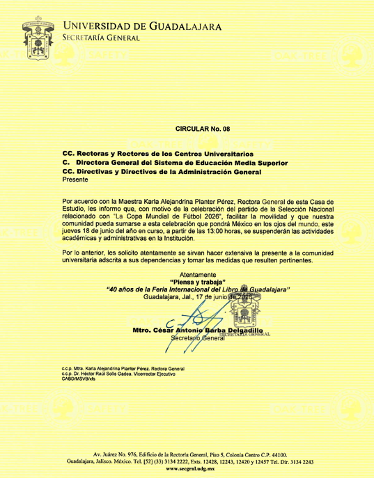 Circular N° 08 - Suspensión de actividades por "La Copa Mundial de Fútbol 2026".