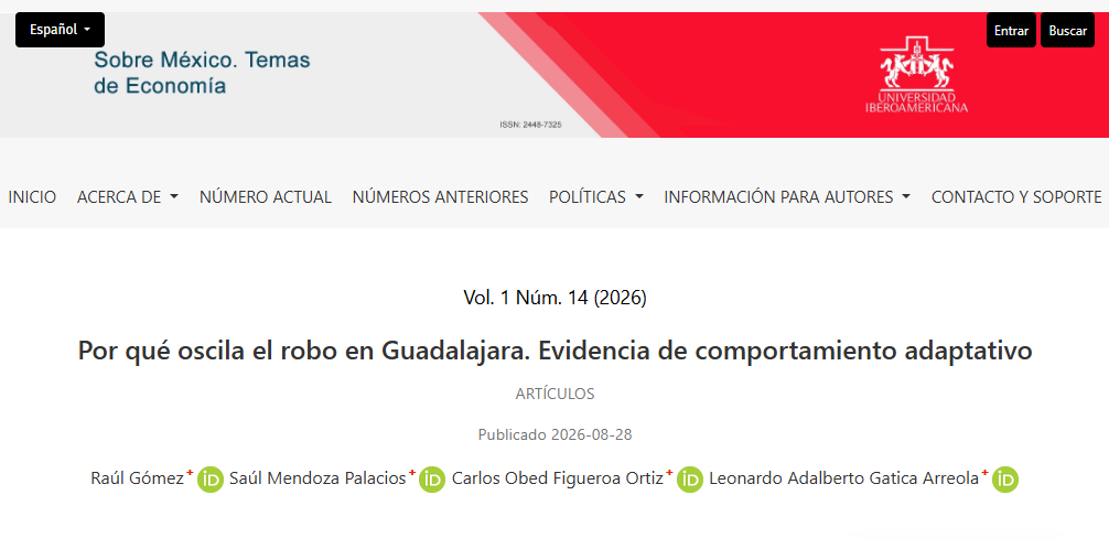 Investigadores del CUGDL obtienen segundo lugar en concurso de artículos del 12vo Congreso Anual de Economía y Políticas Públicas SobreMéxico
