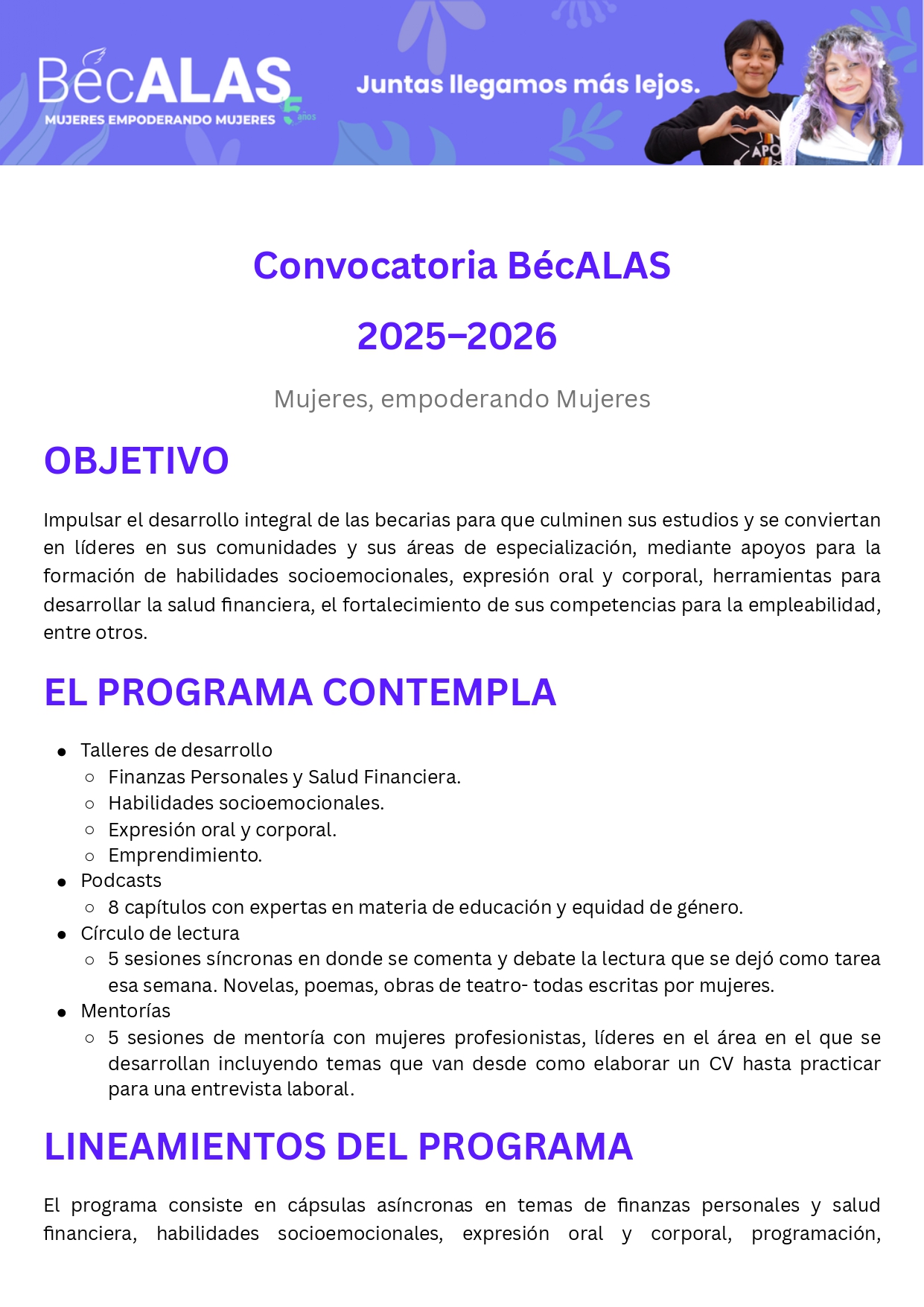 BécALAS 2025–2026: La beca que impulsa a las mujeres a liderar, crear y transformar